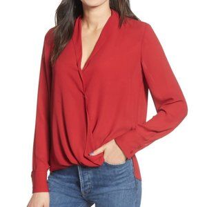 Chelsea 28 Long Sleeve Cross Over blouse, Red Size Large